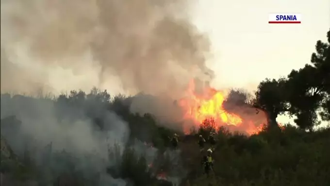 Incendiile de vegetație fac ravagii &icirc;n Europa și SUA. &Icirc;n Spania, focul a ajuns l&acirc;ngă o tabără cu 50 de copii