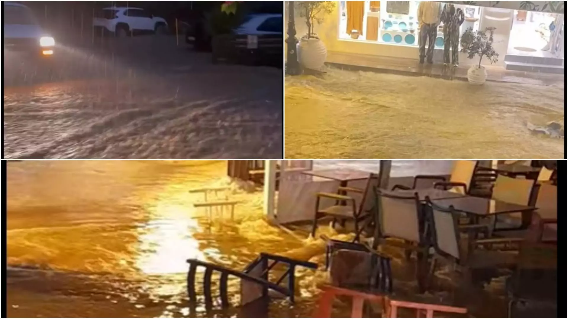 O furtună de proporții a lovit insula turistică Skiathos: străzi inundate, restaurante lovite de ape, turiști blocați