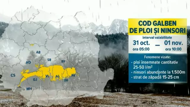 Iarna vine cu o lună mai devreme în România. Meteorologii anunță ninsori și un strat de zăpadă de până la 25 de centimetri