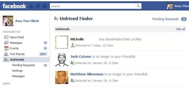 facebook unfriend