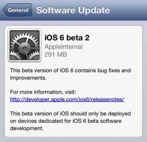 Apple iOS 6 beta 2