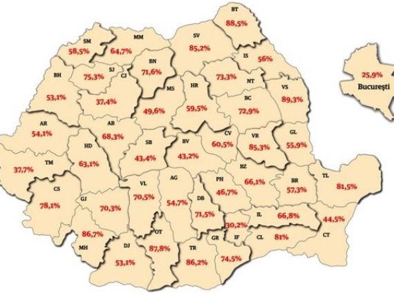 Harta banilor din Romania, pe judete. Cat primeste inapoi judetul tau din impozitele platite statului