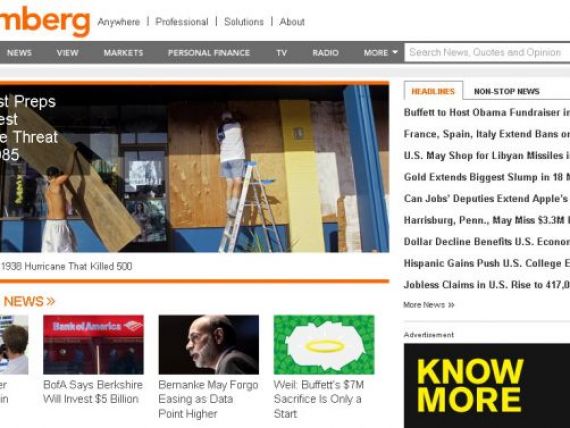 Tranzactie pe piata media: Bloomberg cumpara un site de stiri pentru 990 de milioane de dolari