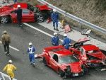 Cel mai costisitor accident inregistrat vreodata. Cum s-au facut praf opt masini Ferrari VIDEO