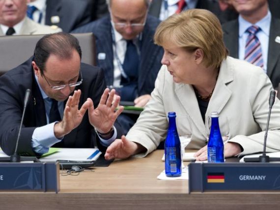 Merkel si Hollande continua sa se contrazica. Germania respinge euroobligatiunile pe care le cere Franta
