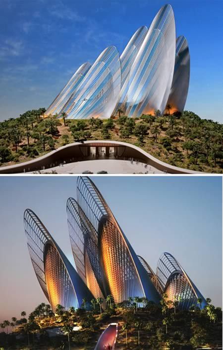 Muzeul National din Abu Dhabi (Emiratele Arabe Unite), in forma de aripi de fluture