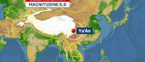 Un cutremur cu magnitudinea 7 s-a produs vineri noapte in China. Cel putin 100 de morti si 2.000 de raniti