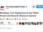 Doua explozii in Casa Alba; presedintele Obama este ranit . Hackerii au spart contul Twitter al agentiei AP