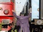 Aproximativ 50 de mecanici de locomotiva cer oprirea privatizarii CFR Marfa, in fata Ministerului Transporturilor