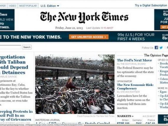 The New York Times limiteaza la doar 3 articole pe zi continutul online gratuit accesat de pe mobil