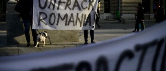 Cateva sute de oameni protesteaza, in Bucuresti, impotriva gazelor de sist