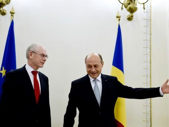 Traian Basescu se intalneste cu Consiliului European, Herman van Rompuy, temele de discutie fiind prioritatile Romaniei in UE, Schengen si asocierea R. Moldova