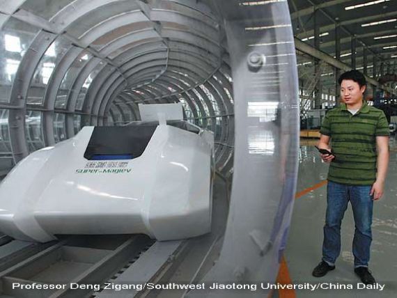 Chinezii construiesc cel mai rapid tren din lume. Va atinge 2.900 km/ora si va parcurge distanta dintre Paris si Moscova intr-o ora