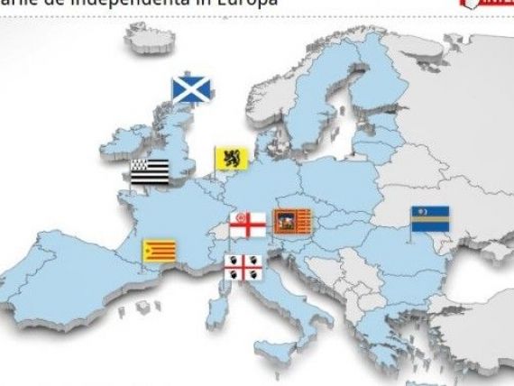 HARTA INTERACTIVA a miscarilor secesioniste din Europa. Legatura dintre referendumul pentru independenta din Scotia si Romania