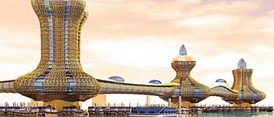Dubaiul uimeste din nou, de data aceasta cu Orasul lui Aladdin : 6 turnuri legate prin poduri prevazute cu trotuare rulante pe post de carpete magice