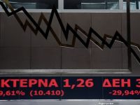 
	Martea neagra. Actiunile Piraeus Bank, National Bank of Greece, Alpha Bank si Eurobank, prezente si in Romania, declin de aproape 30%, nivelul maxim permis pe Bursa de la Atena
