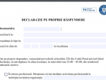 Declaraţia pe proprie răspundere valabilă de luni, 9 noiembrie. Descarcă aici documentul