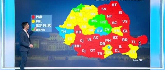 Harta politică a României după alegeri. În 20 de județe AUR a obținut mai multe voturi decât USR PLUS